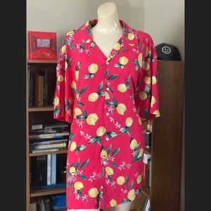 Lemon Print Button Down Shirt